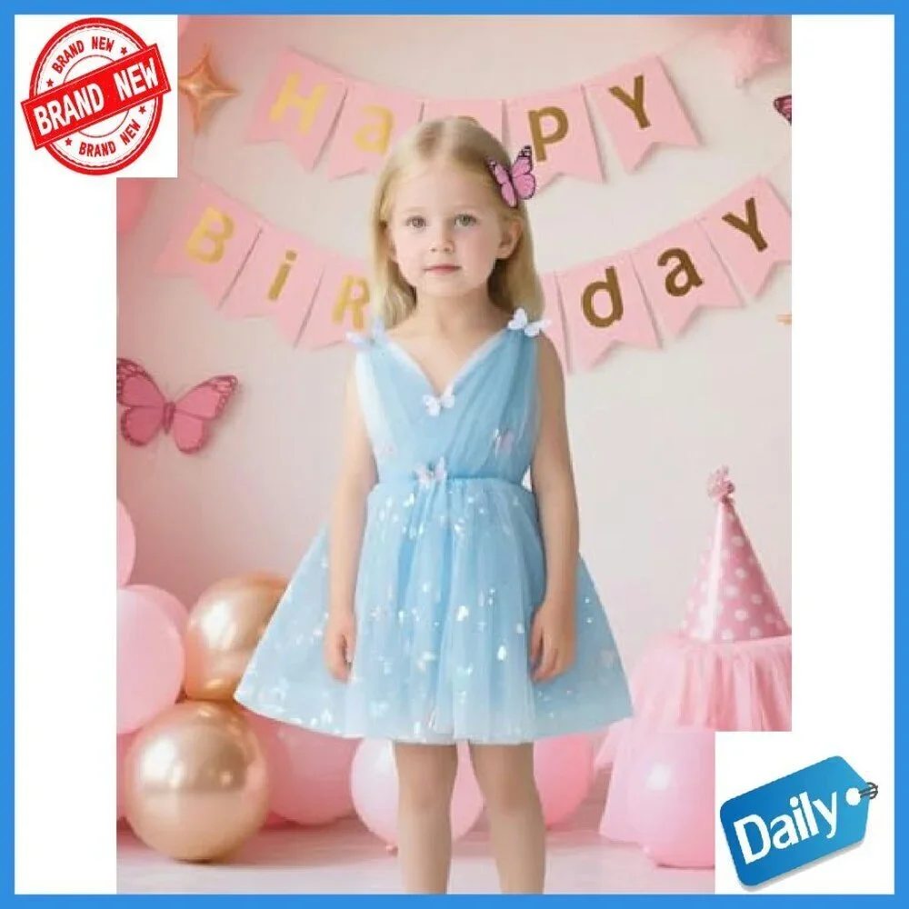 Sparkly Tulle Butterfly Princess Dress Tutu Party Dress Girls 12M-5Y